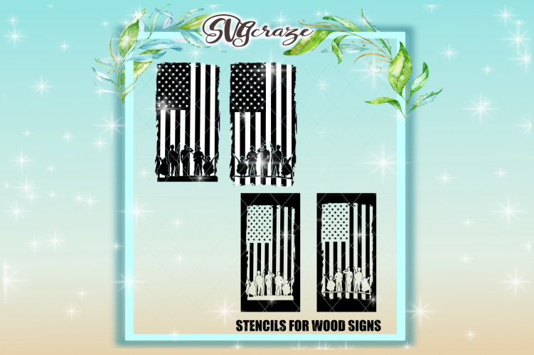 USA Soldiers Salute STENCILS INCLUDED, Make Your Own American Flag Stencil, Decal, For Cricut and Silhouette, Flag with Soldiers