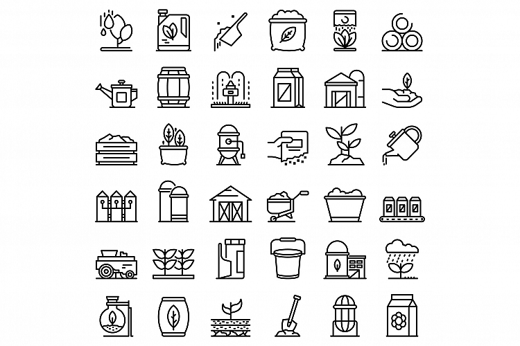 Fertilizer icons set, outline style example image 1