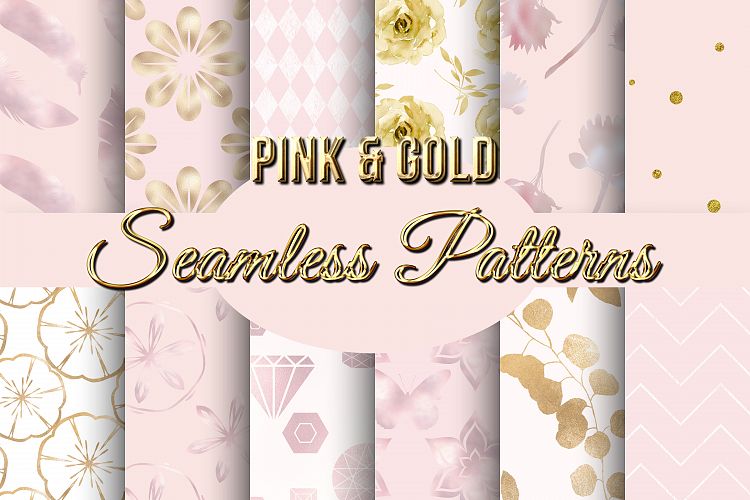 Pink and Gold Foil Seamless Patterns