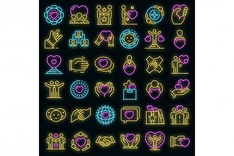 Friendship icons set vector neon example image 1