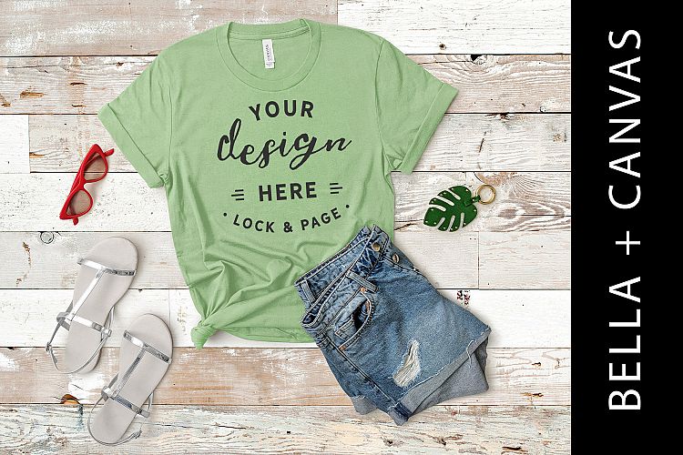 Leaf Bella Canvas 3001 T Shirt Mockup Tshirt Flat Lay