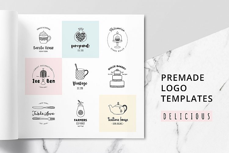 DELICIOUS Premade Logo Set