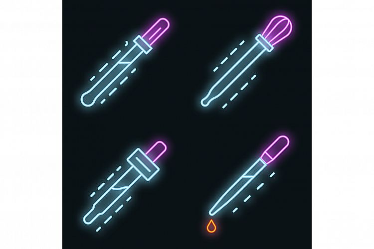 Pipette icon set vector neon example image 1