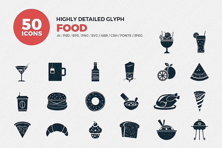 Glyph Food Icons Set