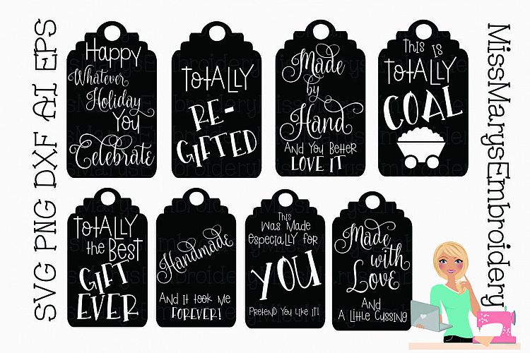 Snarky Christmas Gift Tags SVG Cutting File PNG DXF EPS AI