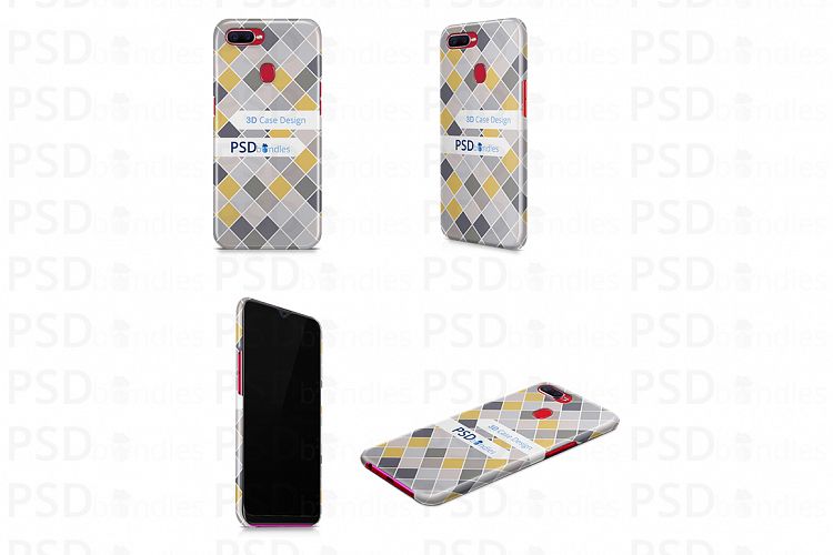 Oppo F9 Pro 3d Case Design Mock-up Four Angles