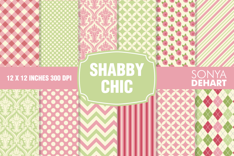 Shabby Chic Digital Paper Pattern Pack