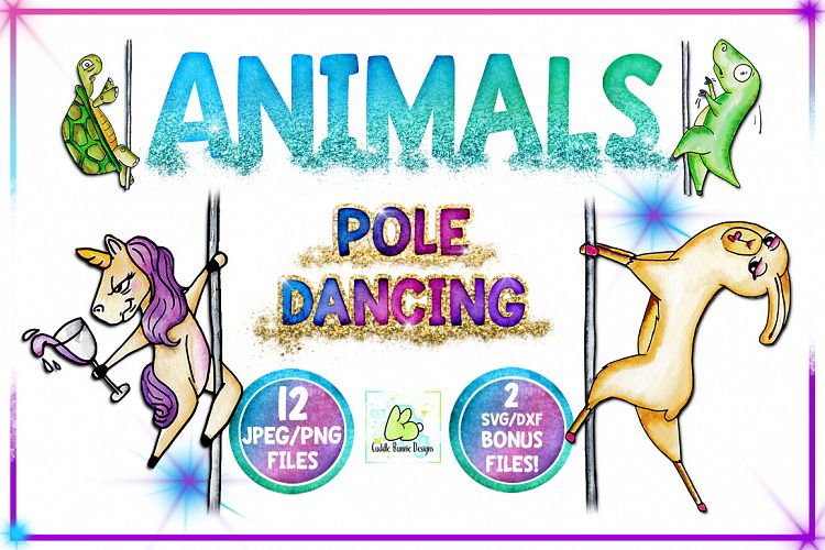 Clipart, Sublimation, Funny Animal,Pole Dancing, Unicorn