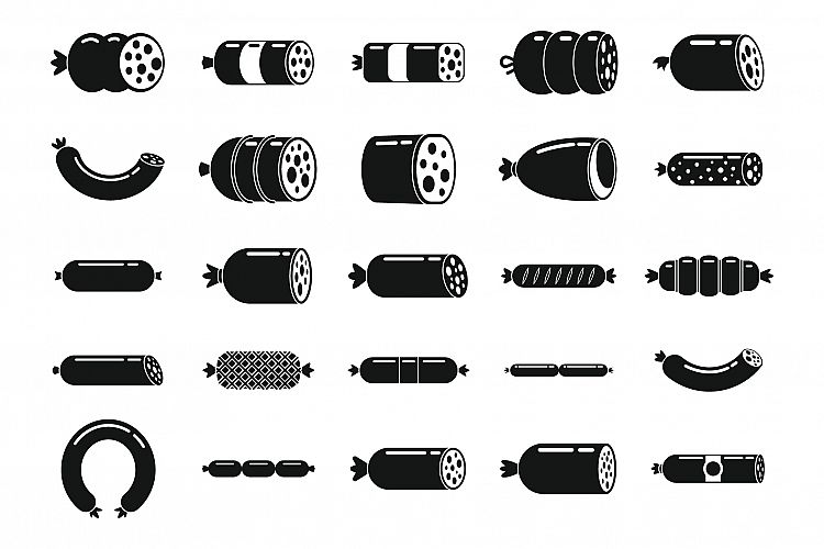 Sausage food icons set, simple style example image 1