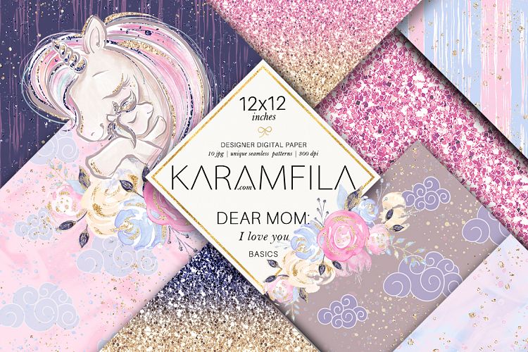 Mother and Baby Unicorns Glitters