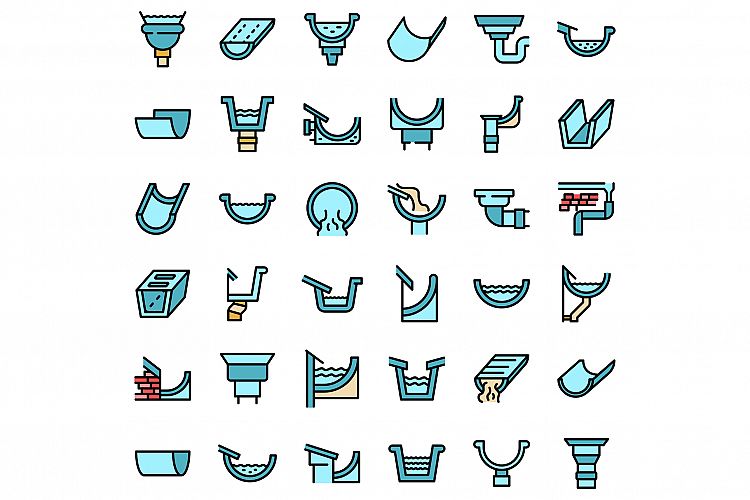 Gutter icons set vector flat example image 1