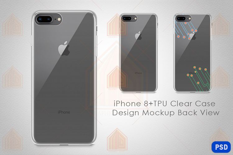 Apple iPhone 8 UV TPU Clear Case Mockup Back View