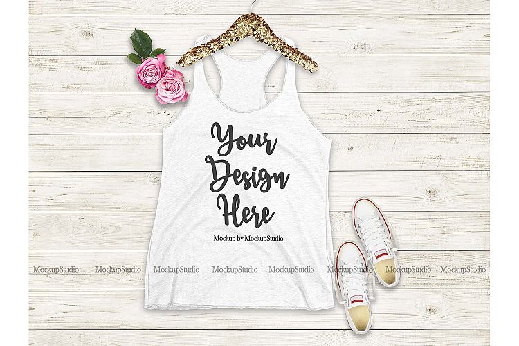 Download White Tank Top Mockup, Racerback Tank Top Mock Up Flat Lay