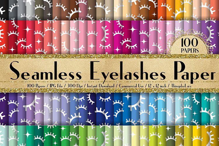 100 Seamless Eyelash Digital Papers, Fashion Beauty Pattern