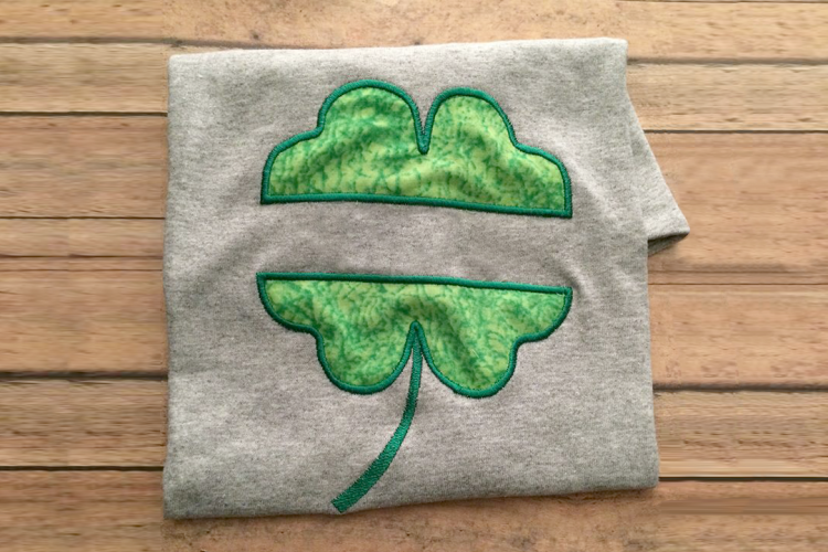 4 Leaf Clover Split Applique Embroidery Design