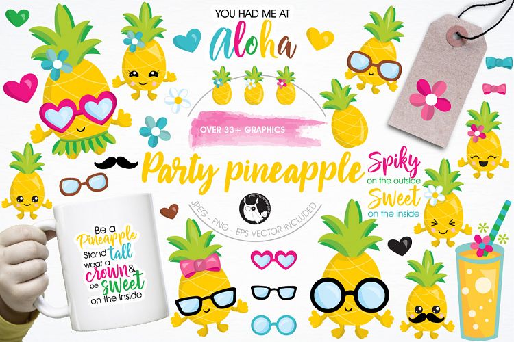 Pineapple party graphics and illustrations