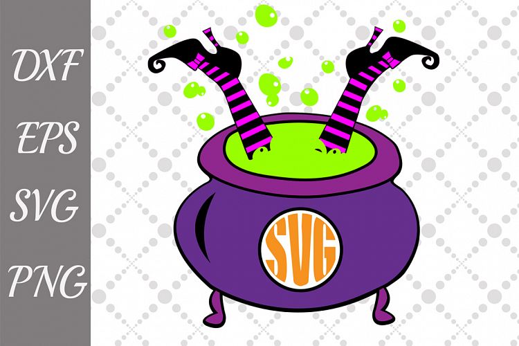 Halloween Svg, WITCH IN CAULDRON, Cauldron monogram Svg