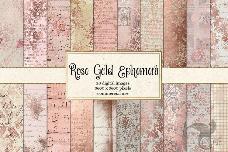 Rose Gold Ephemera Digital Paper