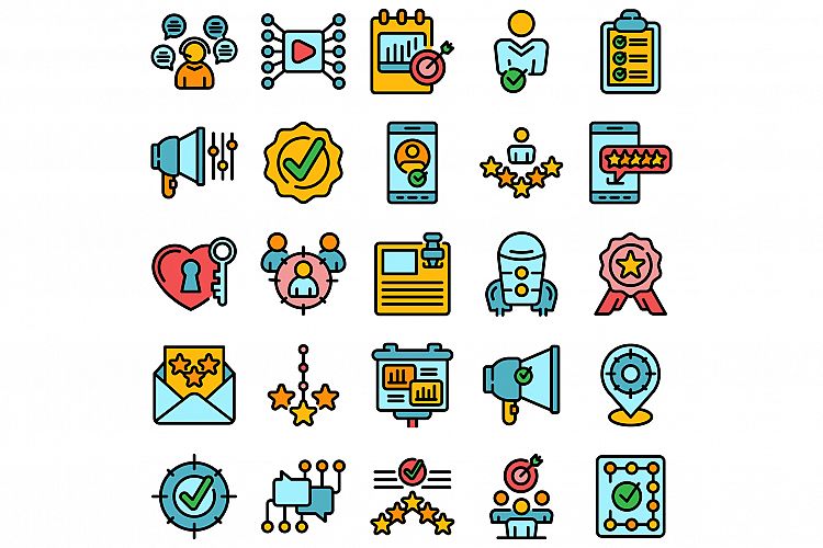 Credibility icons set vector flat example image 1