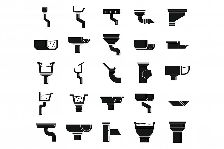 Gutter cover icons set, simple style example image 1