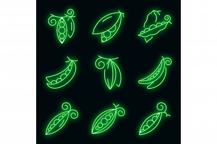 Peas icons set vector neon example image 1