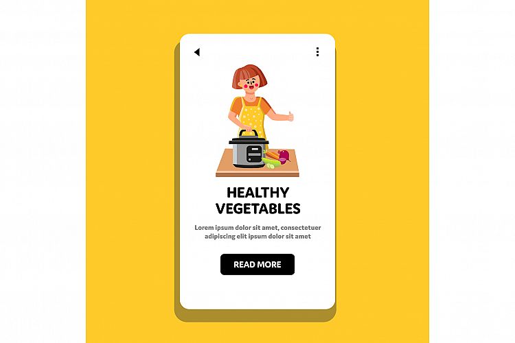 Healthy Vegetables Cooking Young Woman Vector example image 1