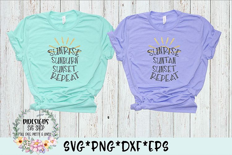 Sunrise Suntan Sunburn Sunset Repeat Bundle SVG PNG DXF EPS
