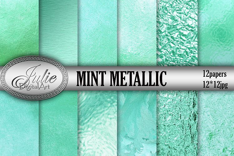 Mint metallic texture digital paper