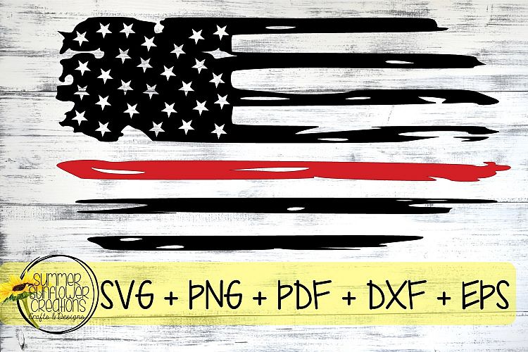 Red Line Distressed Flag SVG