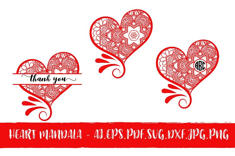 Heart Mandala Monogram Valentines Day