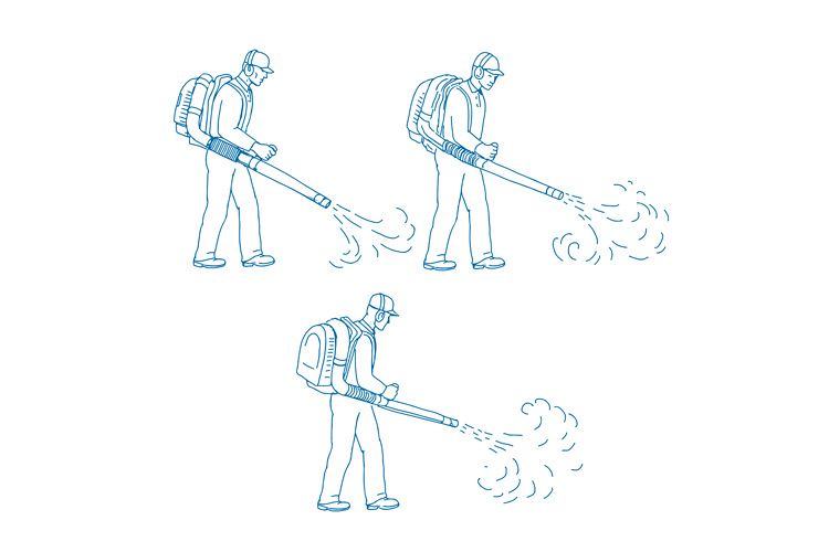 Gardener Leaf Blower Drawing