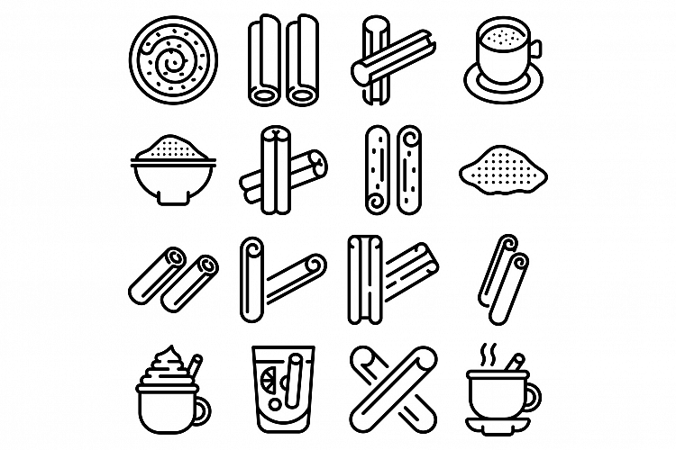 Cinnamon icons set, outline style