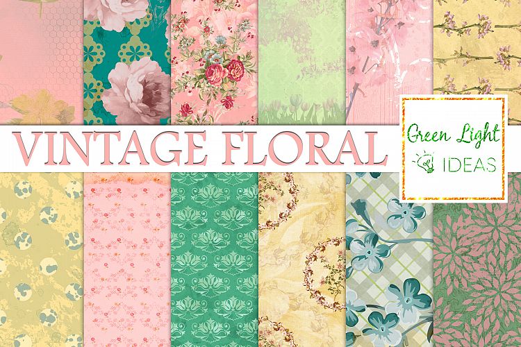 Vintage Floral Digital Papers, Shabby Chic Scrapbook Papers