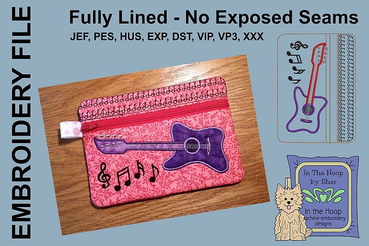 ITH Bass Guitar Zipper Bag - Fully Lined, 5X7 HOOP