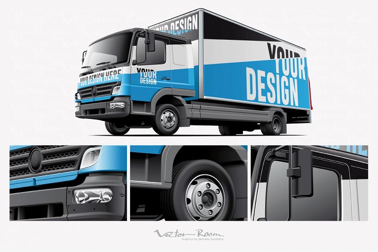 Download Light Commercial Truck Mockup (121823) | Mock Ups | Design ...