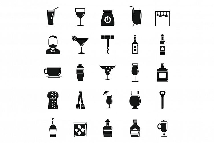 Bartender tools icons set, simple style