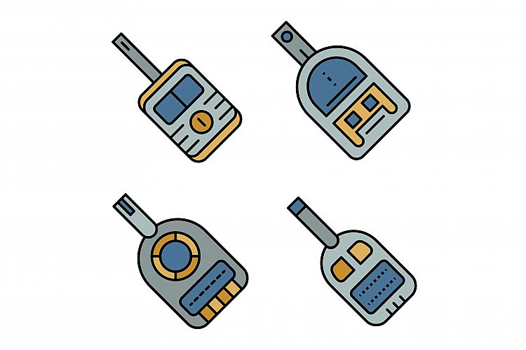 Glucose meter icons set line color vector example image 1