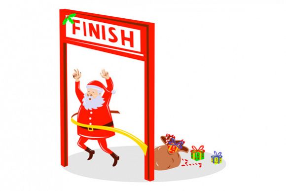 Father Christmas Santa Claus Finishing Race example image 1