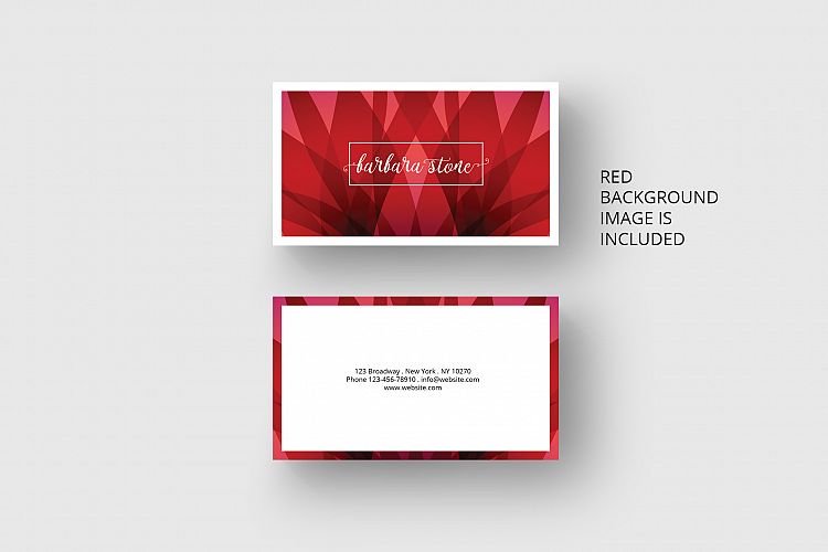 Business card template with abstract red background