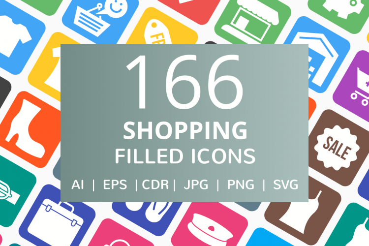 166 Shopping Filled Round Corner Icons