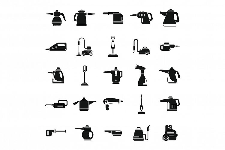 Home steam cleaner icons set, simple style example image 1