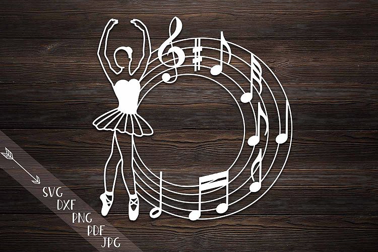 Ballerina circle music monogram papercutting vinyl cut svg