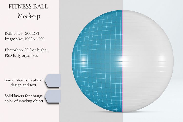 Fitness ball mockup. Exercise ball. Product mockup.