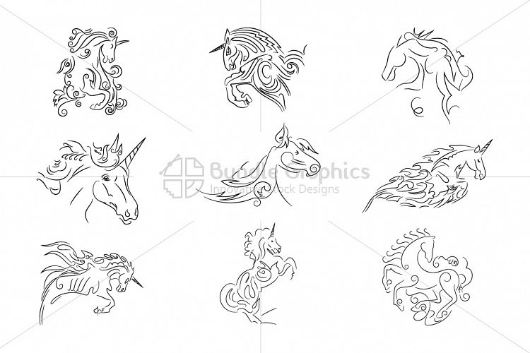 Unicorn Vector Set example image 1
