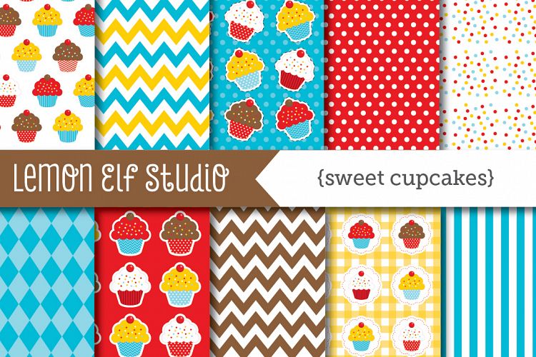 Sweet Cupcakes-Digital Paper (LES.DP04A) example image 1