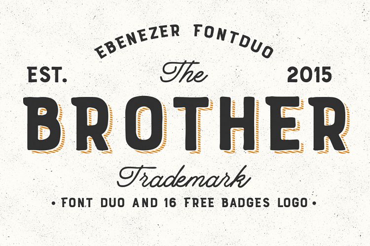 Brother Font Duo + 16 Badges Logo