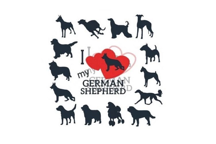 I Love My Large Breeds Embroidery Bundle Set of 14 Designs