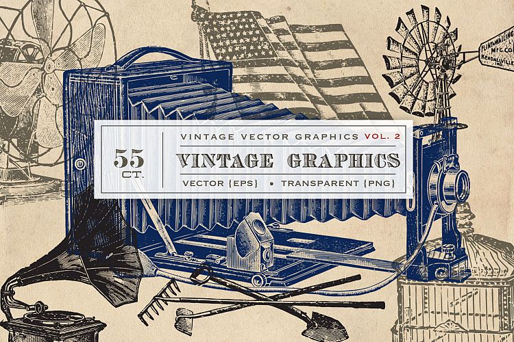 55 Vintage Vectors Graphics Vol. 2