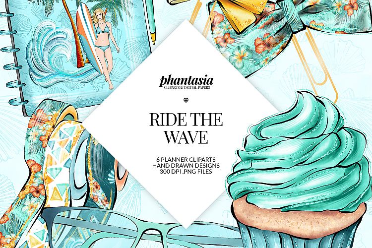 Surfer Girl Planner Cliparts