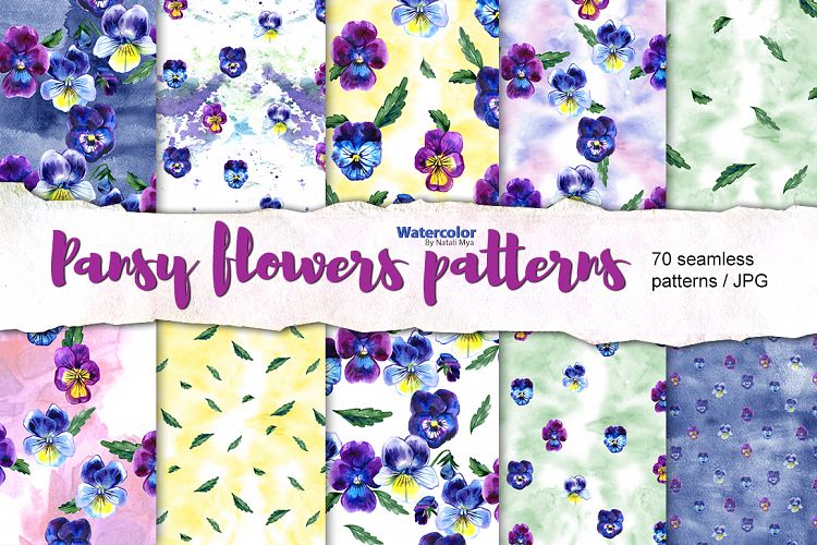 70 watercolor pansy flowers patterns 